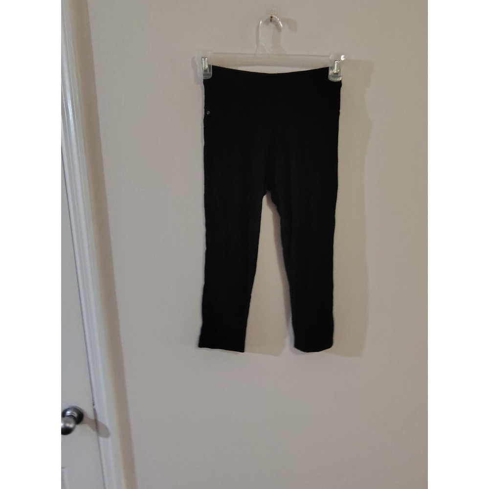 Black Pull On Cropped Jeggings Stretch High Waist Capri Pants One Size J-04CA